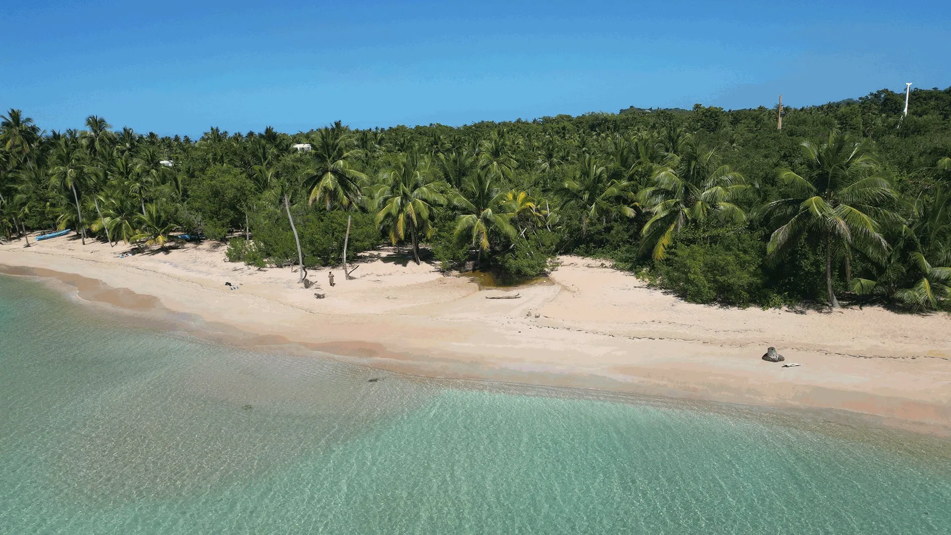 Agua turquesa y playa de arena